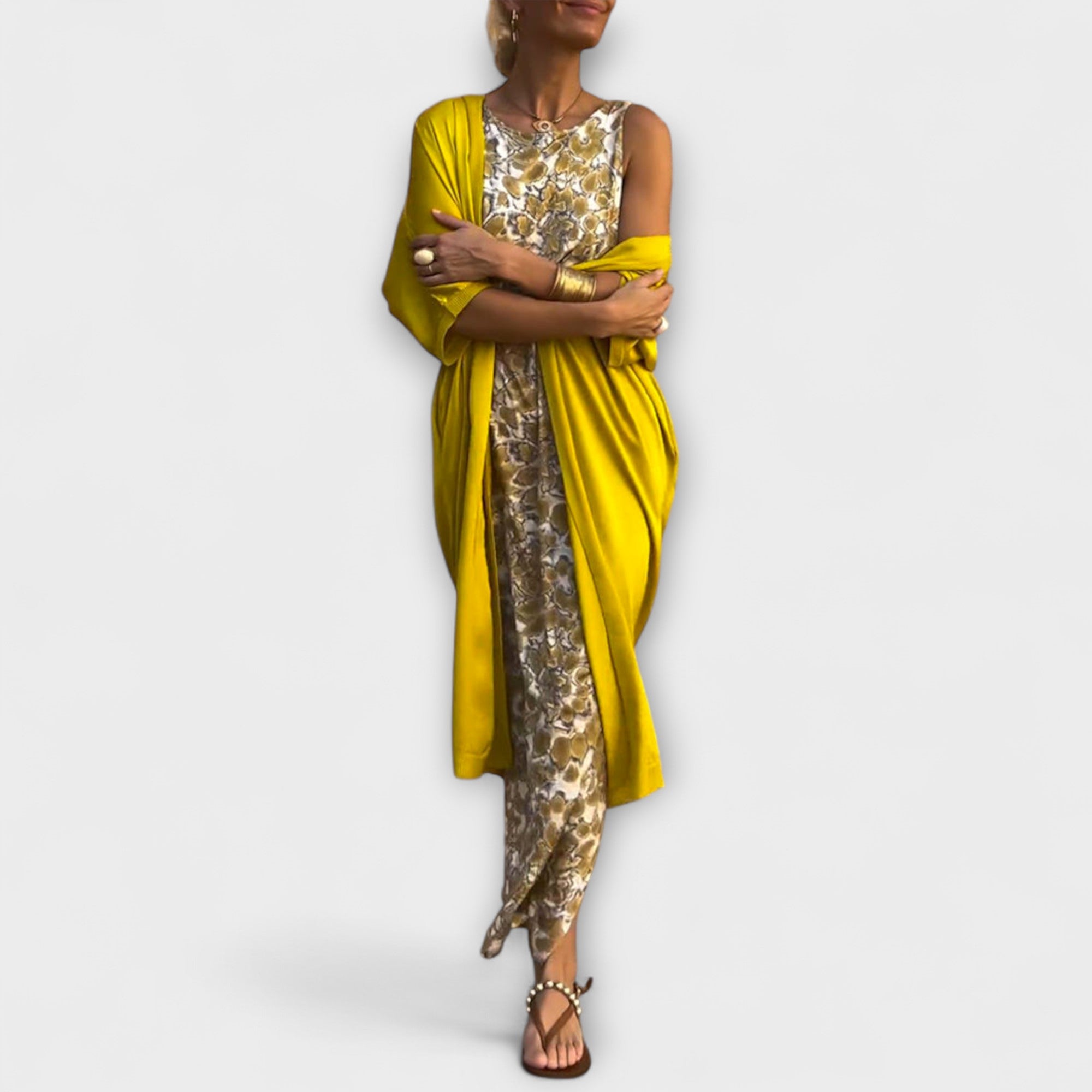 Viviana – Elegancki Damski Zestaw Dwuczęściowy: Sukienka i Narzutka