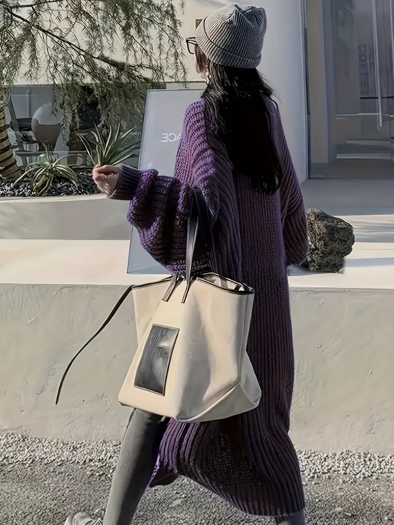 Abellie – Długi kardigan dzianinowy z paskiem