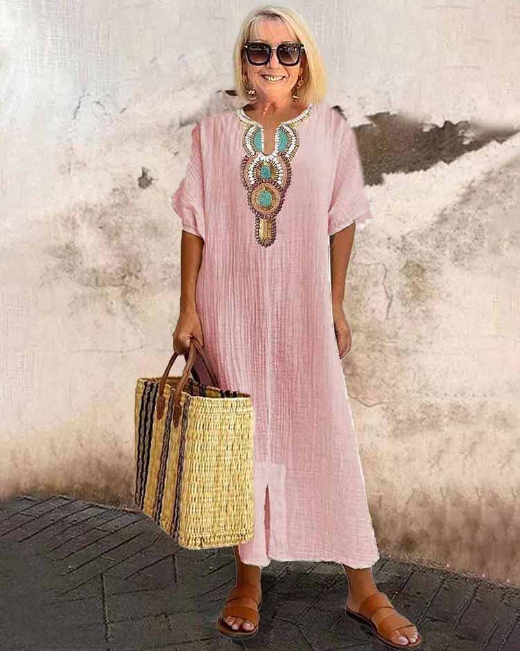 Anika – Wzorzysta sukienka boho midi