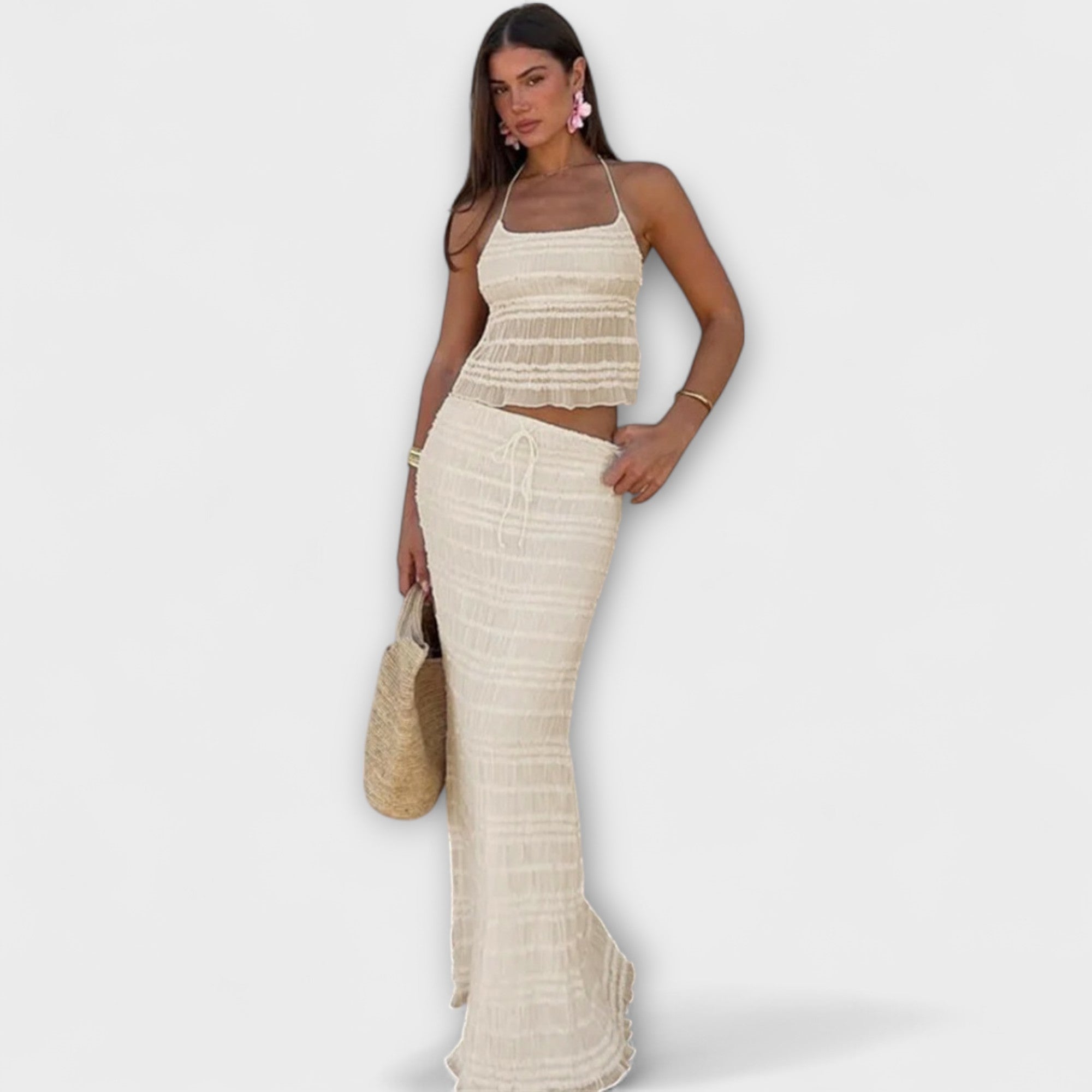 Eulalia – Letni Zestaw Boho z Kolekcji Sea & Salt: Bluzka i Spódnica Maxi