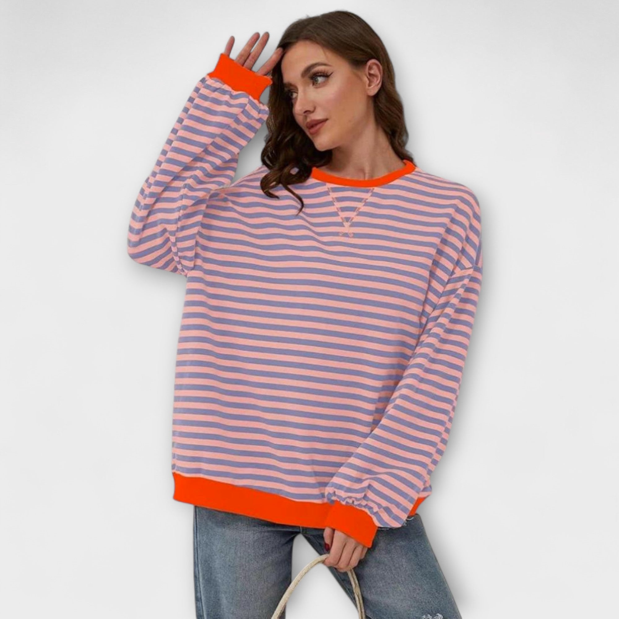 Mary – Oversize sweter w kolorowe paski