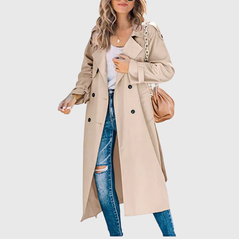 Janet - Damen Langer Trenchcoat