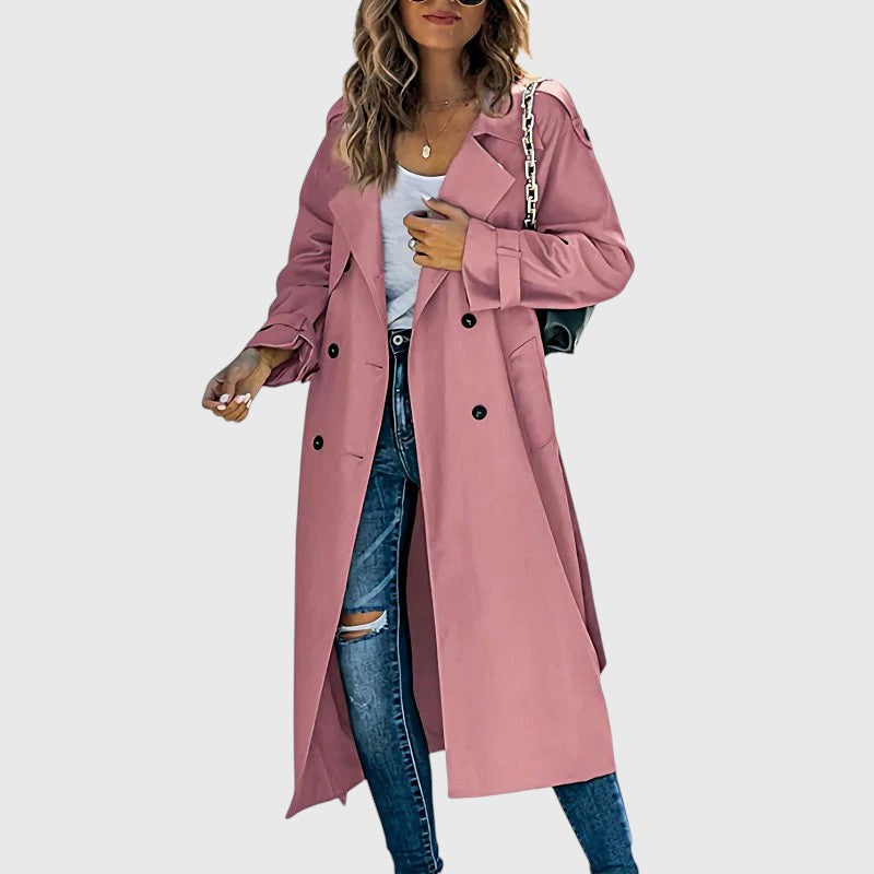 Janet - Damen Langer Trenchcoat