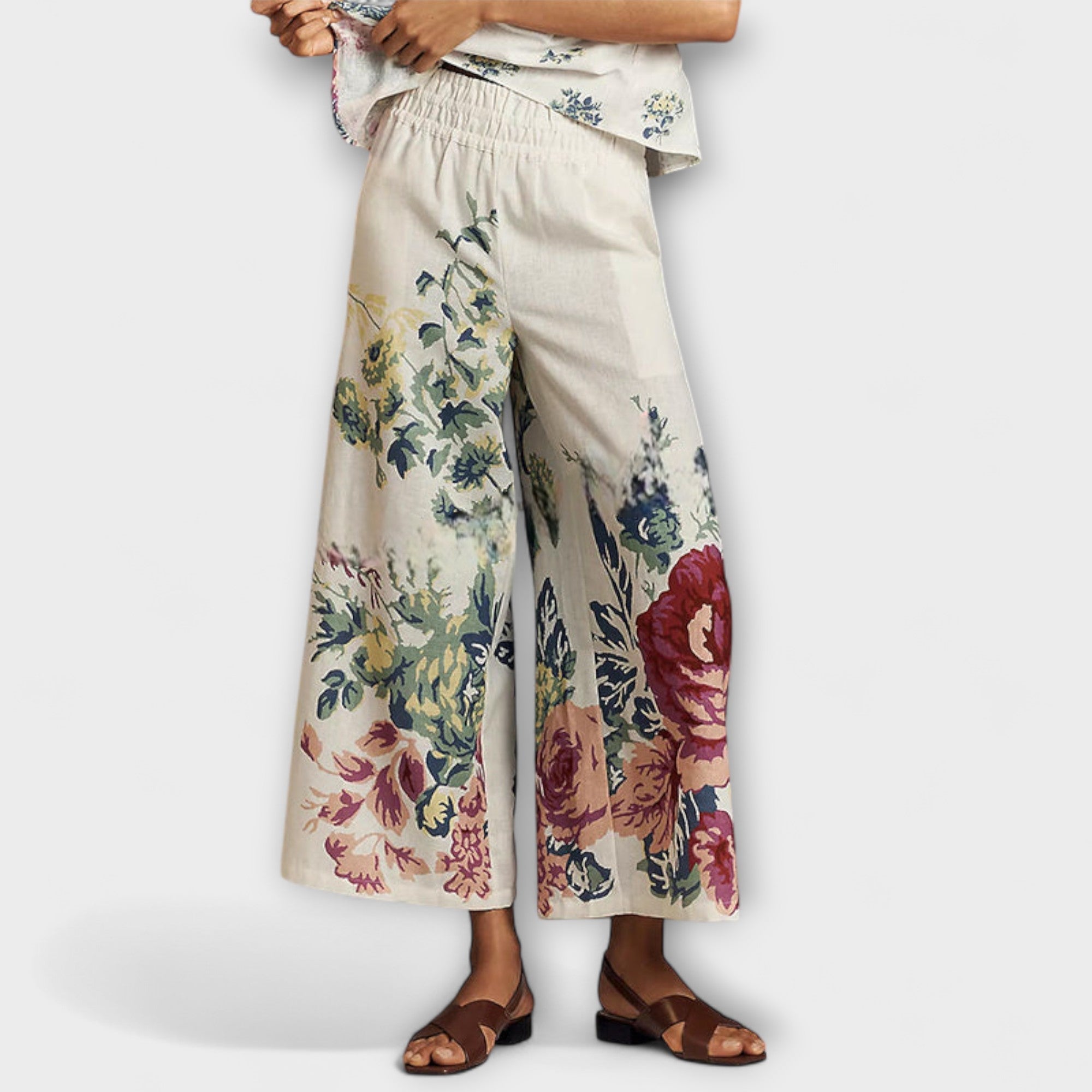 Indigo – Letni Zestaw z Motywem Kwiatowym z Lnianej Mieszanki