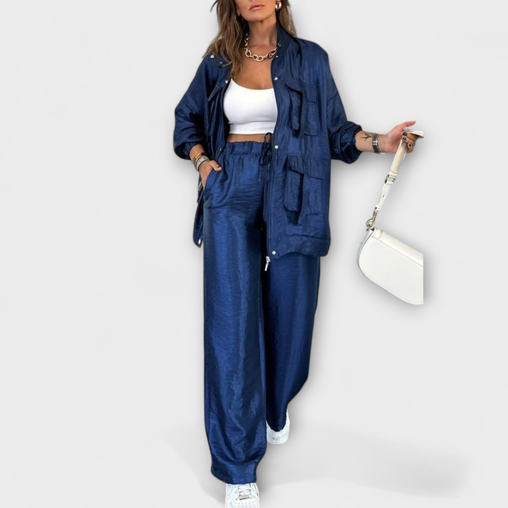 Mira – Stylowy Damski Zestaw Dwuczęściowy z Kieszeniami