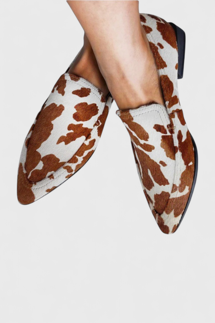 Leder Mokassins Griechenland mit Niedrigem Absatz und Spitzem Schuh