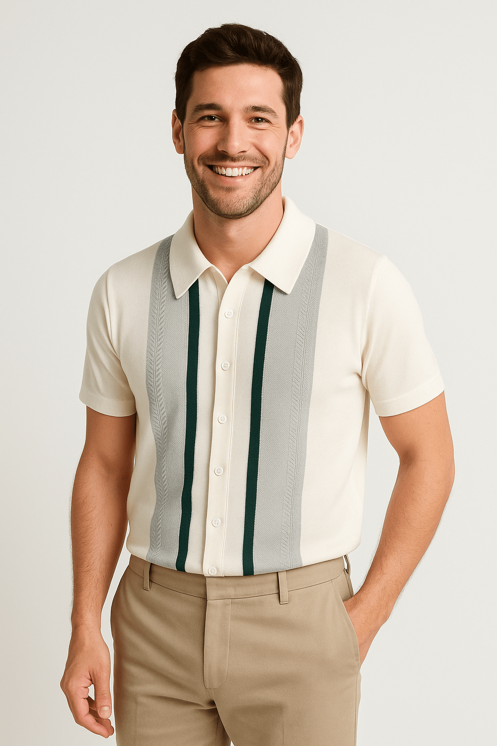 Miles Strickhemd Kurzarm mit Streifen