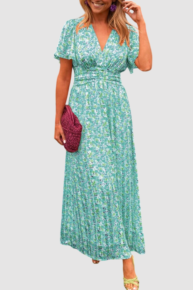 Essenz Sandra Elegant V-Neck Maxi Dress