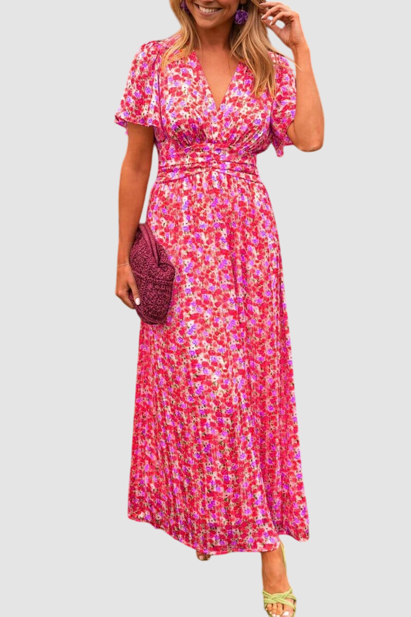 Essenz Sandra Elegant V-Neck Maxi Dress