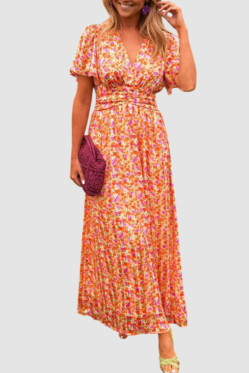 Essenz Sandra Elegant V-Neck Maxi Dress