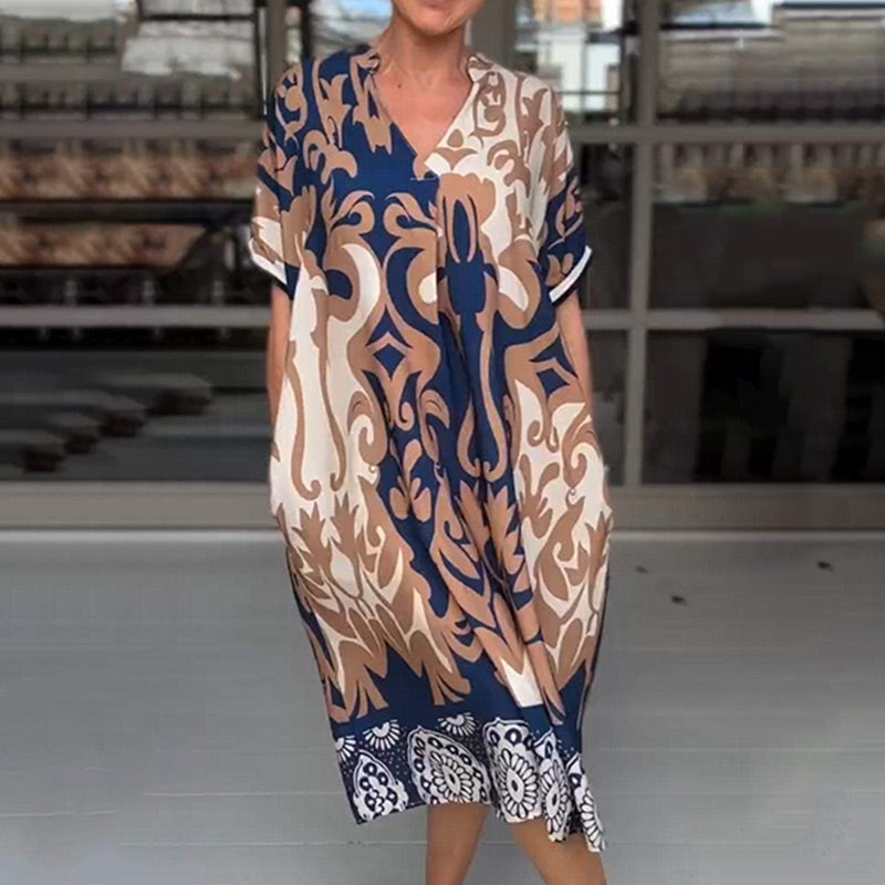 Alessia – Zwiewna sukienka midi z dekoltem V