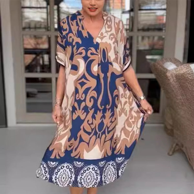 Alessia – Zwiewna sukienka midi z dekoltem V